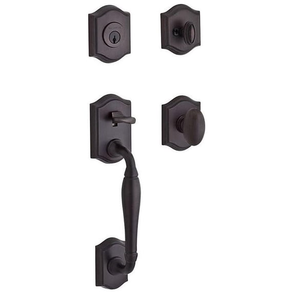 Baldwin Reserve Scwesxelltar112 Single Cylinder Westcliff Handleset Ellipse Knob and Traditional Arch Rose Venetian Bronze Finish