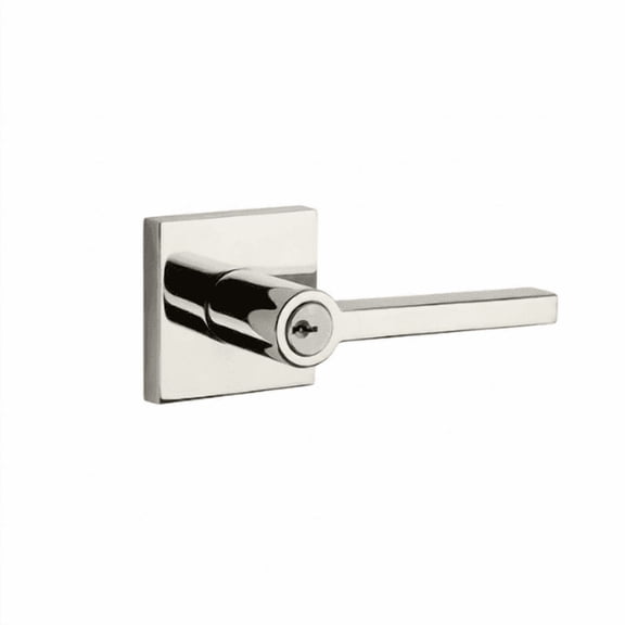 Baldwin Reserve Square Lever - Keyed Entry - Square Rose, Polished Nickel (Lifetime)