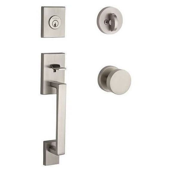 Baldwin La Jolla Handleset - Contemporary Knob, Round Rose, Satin Nickel