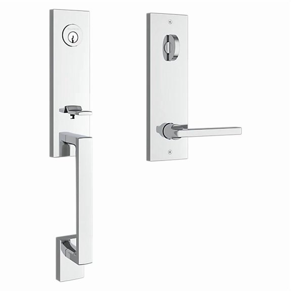 Baldwin Seattle Handleset - Square Lever, Polished Chrome