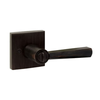 Schlage Accent Lever with Camelot Trim Bed and Bath Lock in Satin