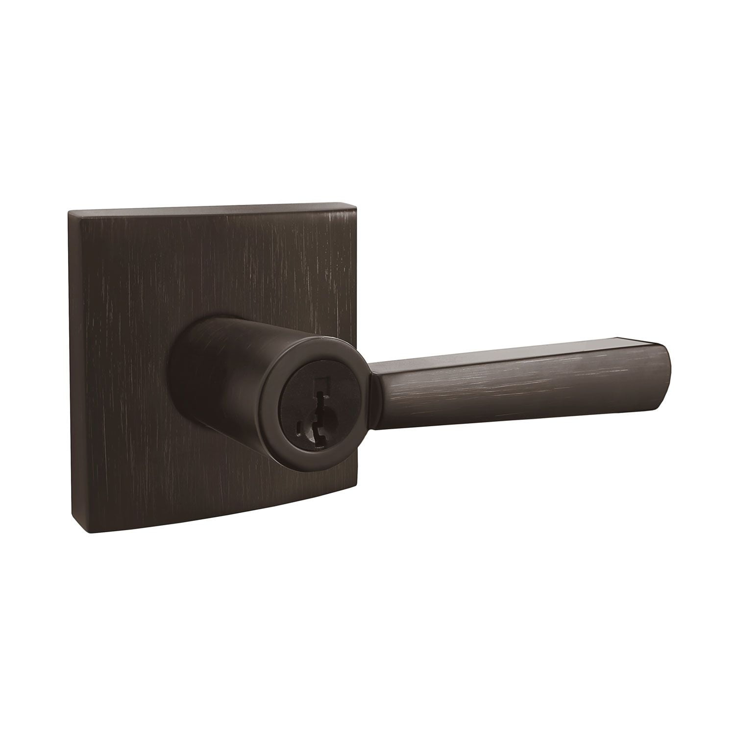 Venetian Bronze Modern Keyed Entry Door Lever with Square Rose