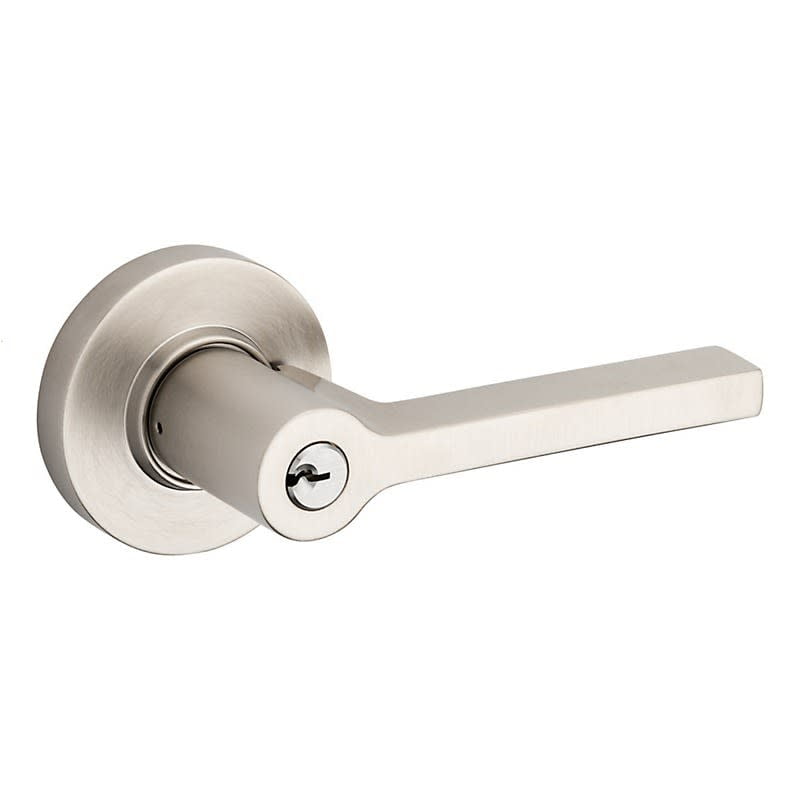 Satin Nickel Contemporary Round Rose Keyed Door Lever