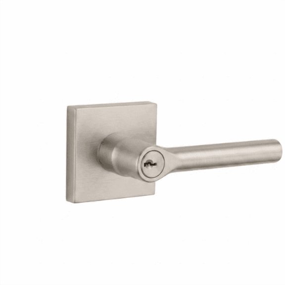 Baldwin Tube Lever - Keyed Entry - Square Rose, Satin Nickel