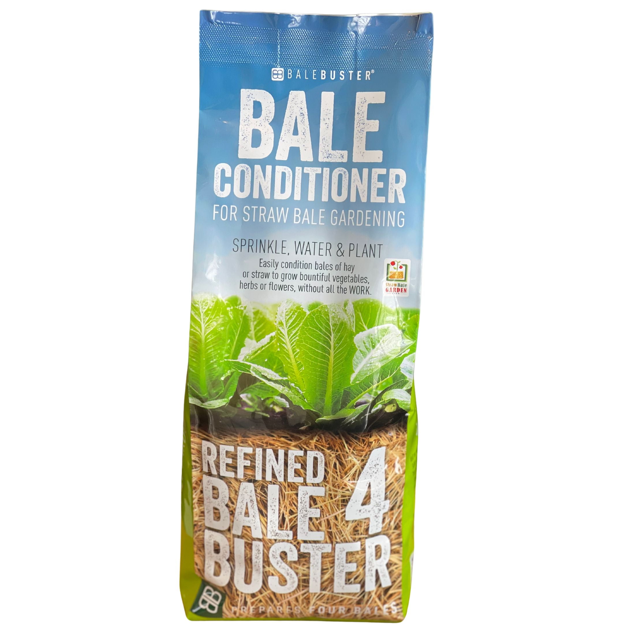 BaleBuster4 Bale Prep Formula for Straw Bale Gardening, 4 Pack Conditions Four Bales before