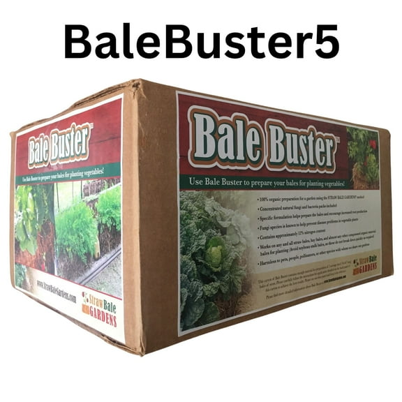 BaleBuster5 Organic Formula for Preparation of Five Bales of Straw or Hay to Grow Vegetables, Herbs, or Flowers Easily. Just Add Water, No Weeds, Less Disease, Fewer Insects