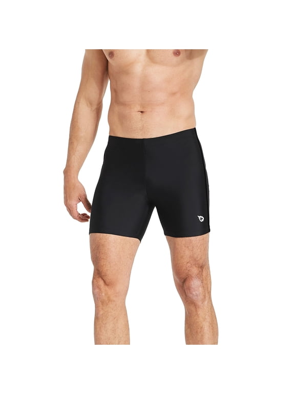 Men's Athletic Quick Dry Compression Square Leg Jammers Swim Brief Swimsuit Black Black Size XL