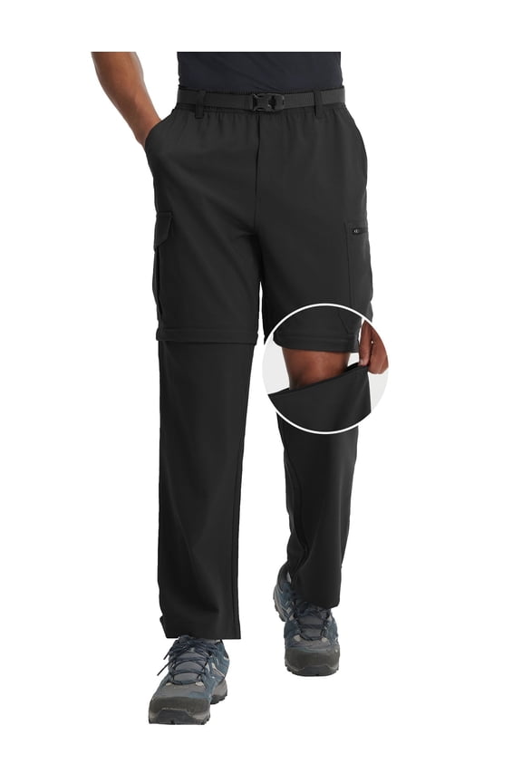 Men's Convertible Hiking Pants Ripstop Lightweight Quick Dry Water Resistant Cargo Pants Zip Off Fishing Outdoor Black L