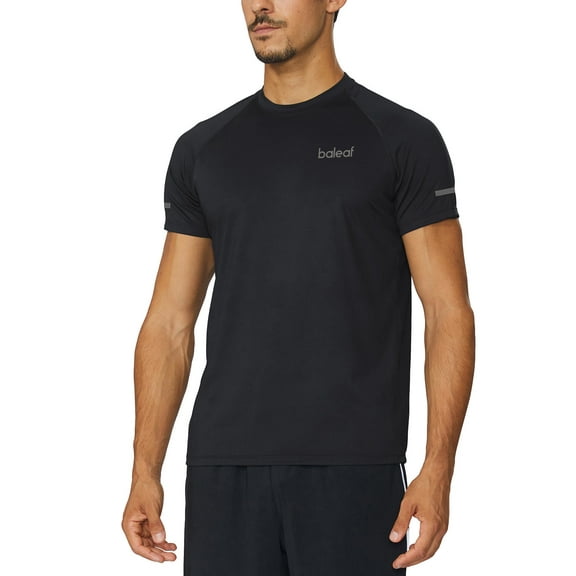 Baleaf Men's Quick Dry Short Sleeve T-Shirt Running Workout Shirts Black Size XXL