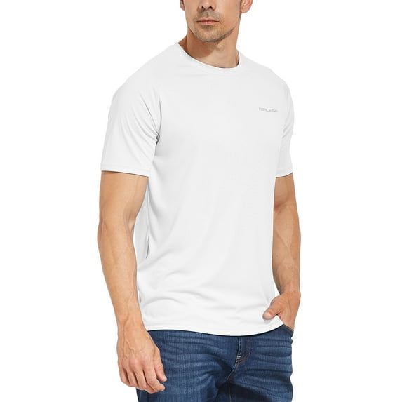 Baleaf Men's Short Sleeve Shirts T-shirt UPF 50+ Outdoor Running Workout White Size S