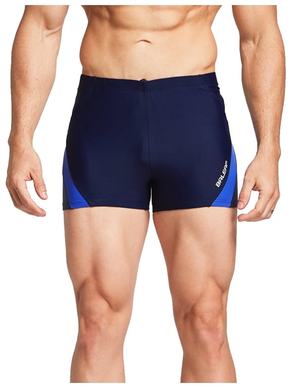 Men's Swim Briefs Square Leg Quick Dry Athletic Training Swim Jammers Navy Blue/White L