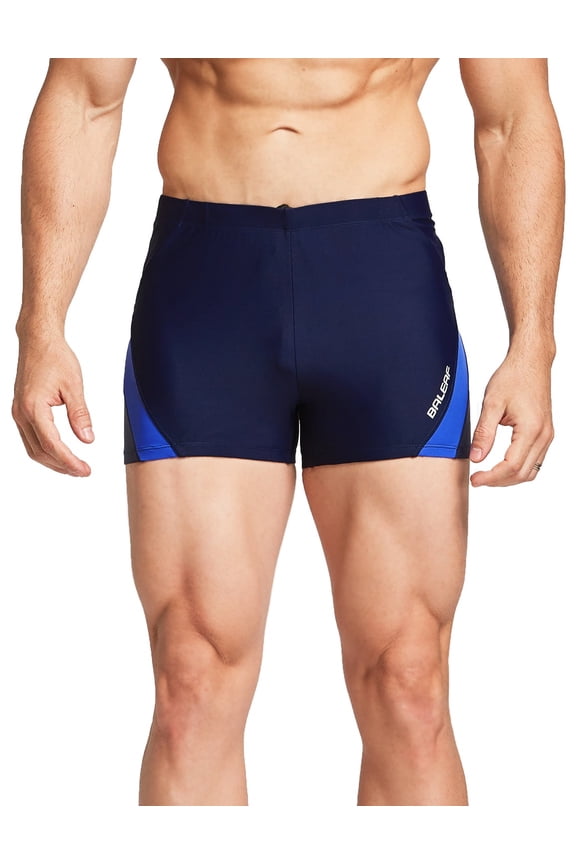 Men's Swim Briefs Square Leg Quick Dry Athletic Training Swim Jammers Navy Blue/White M