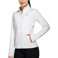 thumbnail image 1 of Baleaf Women's Fleece Full Zip Running Jacket Water Resistant Pockets Cycling Workout Track Jacket Thumb Holes White XL, 1 of 6