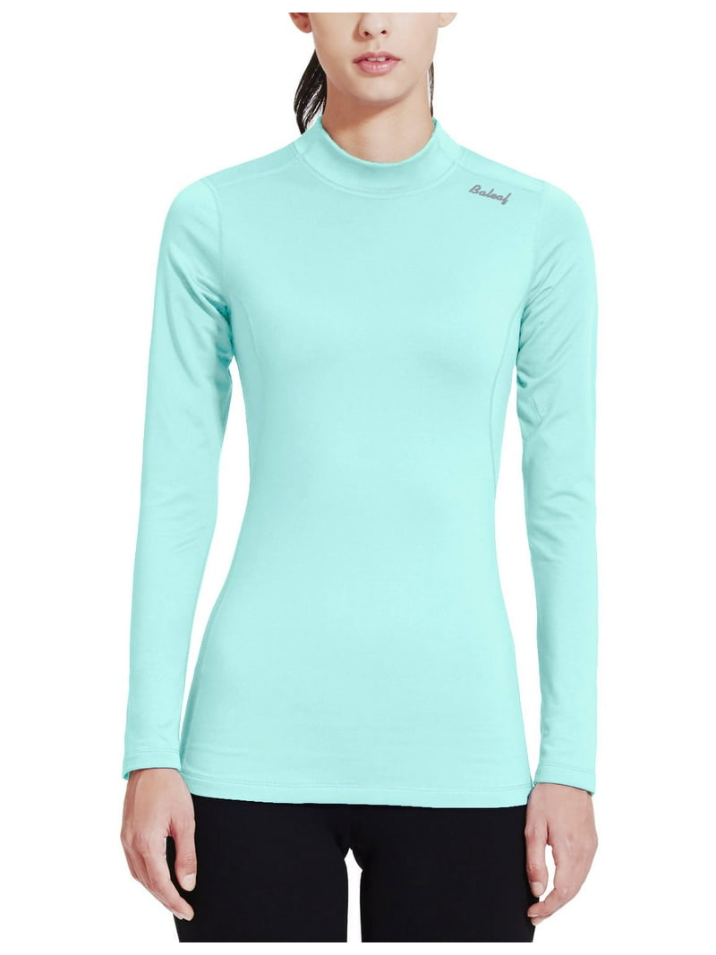 Baleaf Women's Fleece Thermal Mock Neck Long Sleeve Running Shirt