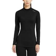 Baleaf Women's Fleece Thermal Mock Neck Long Sleeve Running Shirt Workout Tops Black Size M