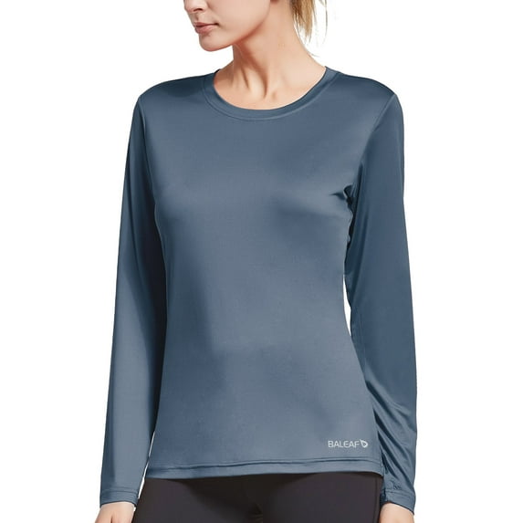 Baleaf Women's Long Sleeve Shirts Sun Protection Activewear Running Tops Grey S