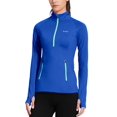 thumbnail image 1 of Baleaf Women's Thermal Fleece Half Zip Pullover Jacket Thumbholes Long Sleeve Running Gear Blue Size S, 1 of 8
