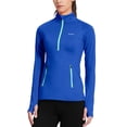 thumbnail image 1 of Baleaf Women's Thermal Fleece Half Zip Pullover Jacket Thumbholes Long Sleeve Running Gear Blue Size XL, 1 of 8