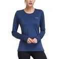 thumbnail image 1 of Baleaf Women's Thermal Fleece Tops Long Sleeve Running t-Shirt with Thumbholes Zipper Pocket Blue Size L, 1 of 7