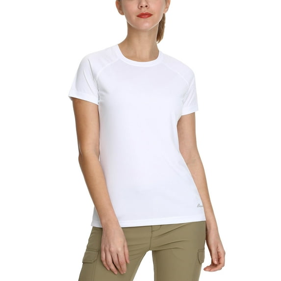 Baleaf Women's UPF 50+ UV Sun Protection T-shirt Outdoor Performance Short Sleeve White Size L