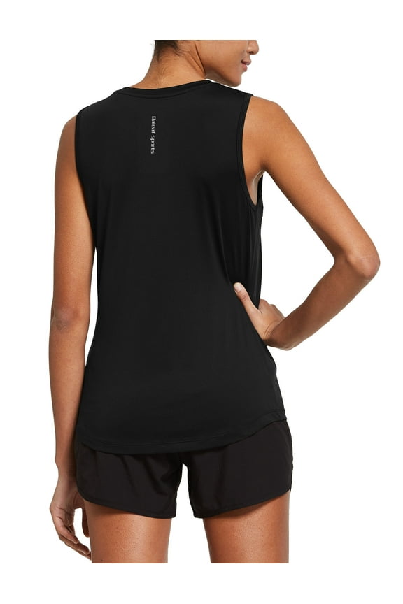 Workout Tank Tops for Women Sleeveless Running Shirts Activewear Gym Yoga Tops Black Size L