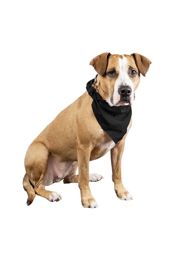 6 Pcs Plain Cotton Pets Dogs Bandana Triangle Shape - Large Pets (Black)