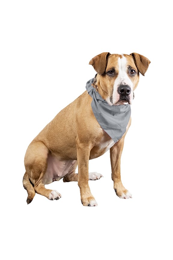 6 Pcs Plain Cotton Pets Dogs Bandana Triangle Shape - Large Pets (Grey)