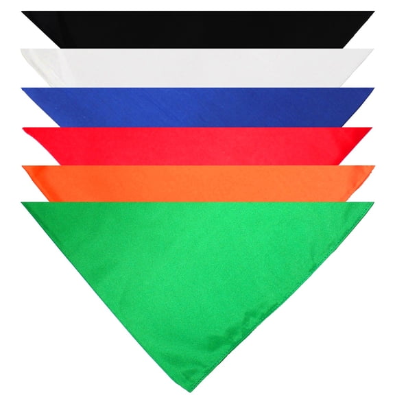Balec 6 Pcs Plain Cotton Pets Dogs Bandana Triangle Shape  - Large Pets (Mix