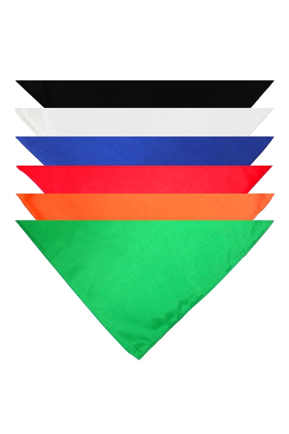 6 Pcs Plain Cotton Pets Dogs Bandana Triangle Shape - Large Pets (Mix