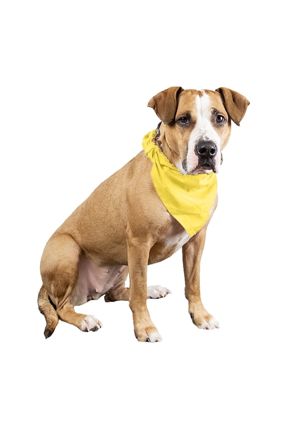 6 Pcs Plain Cotton Pets Dogs Bandana Triangle Shape  - Large Pets (Yellow)