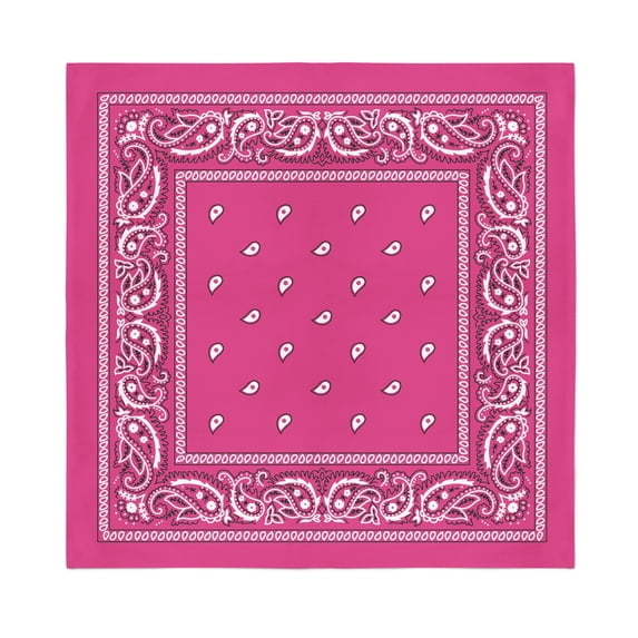 Balec Bulk Wholesale 60 Pack Paisley Polyester Bandanas Unisex (Hot Pink)