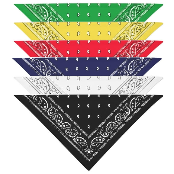 Balec Color Mix Bandanas by Dozen 12 Pack for Women and Men (Paisley Poly Triangle)