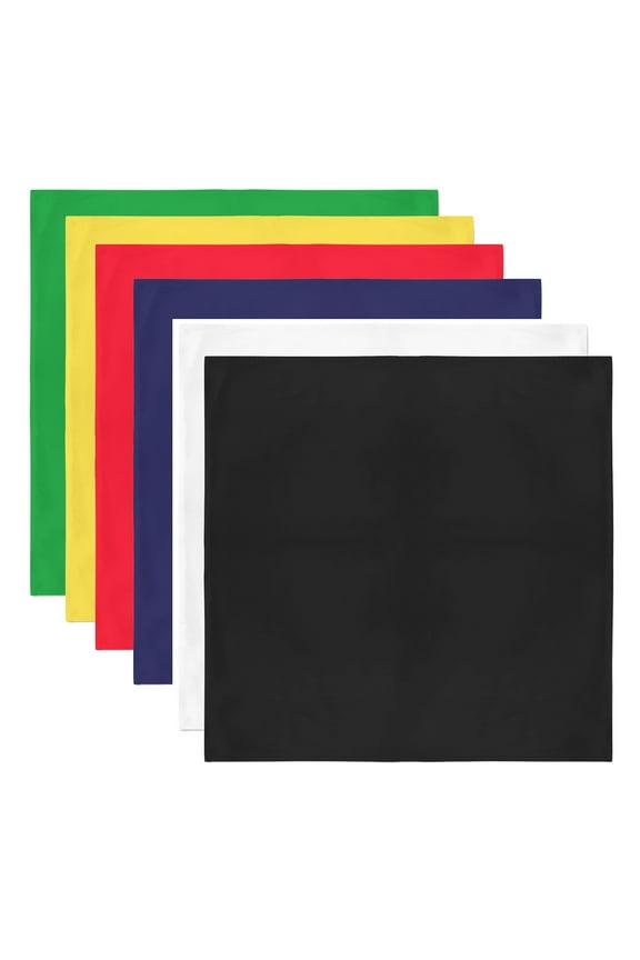 Color Mix Bandanas by Dozen 12 Pack for Women and Men (Solid Cotton Square)