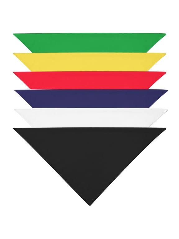 Color Mix Bandanas by Dozen 12 Pack for Women and Men (Solid Poly Triangle)