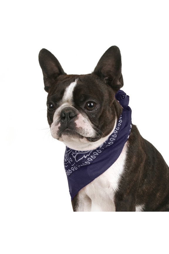 Dog Bandana Paisley Durable Cotton Fabric Pet Triangle Kerchief (Navy)