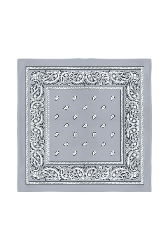 Grey Bandanas by Dozen 12 Pack for Women and Men (Paisley Cotton Square)