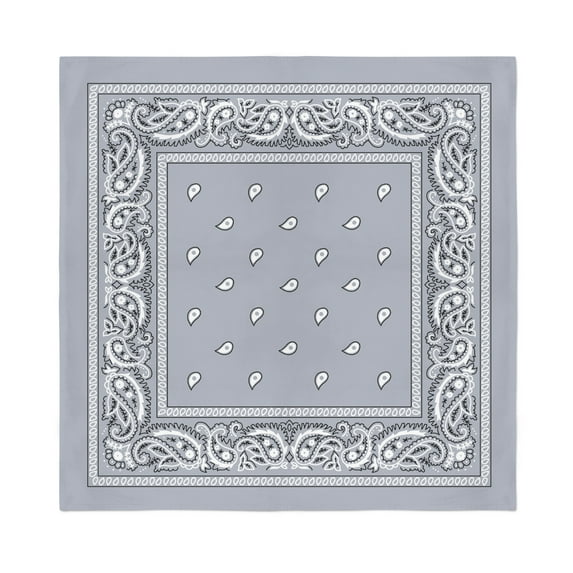 Balec Grey Bandanas by Dozen 12 Pack for Women and Men (Paisley Poly Square)