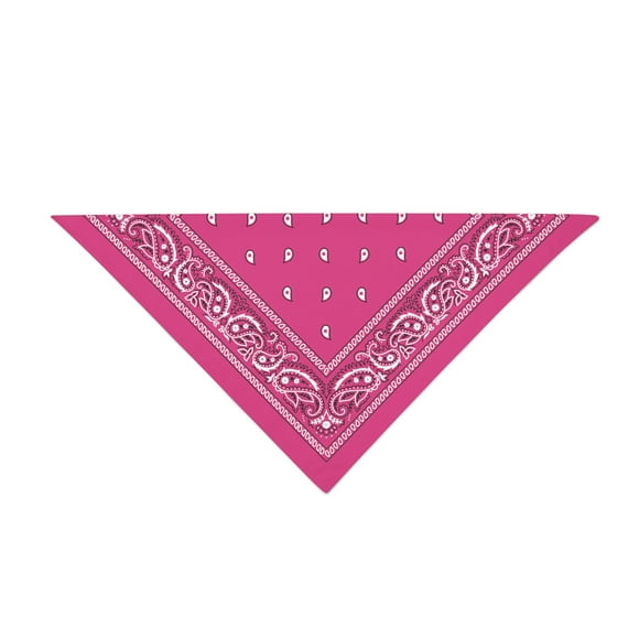 Hot Pink Bandanas by Dozen 12 Pack for Women and Men (Paisley Poly Triangle)