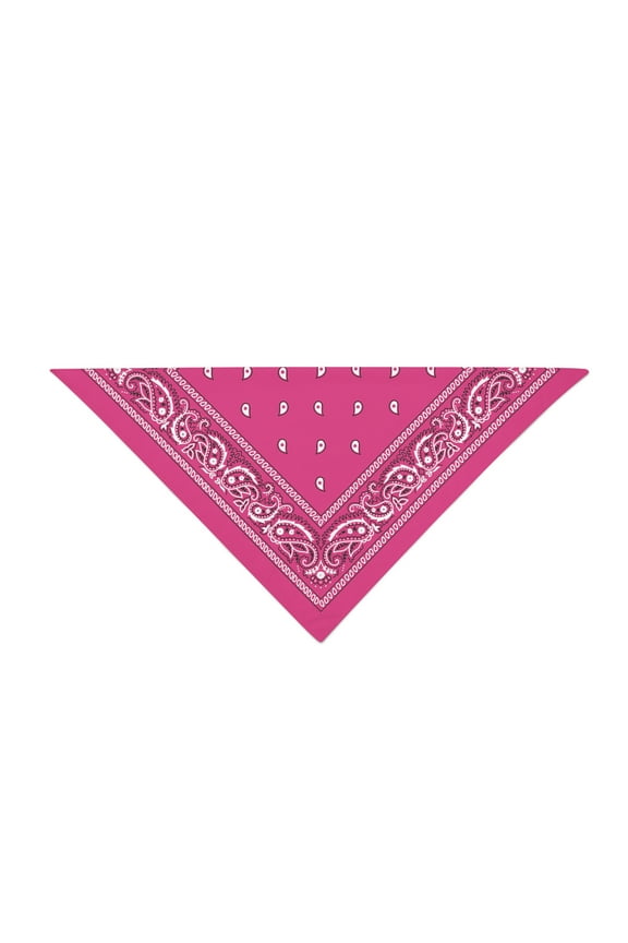 Hot Pink Bandanas by Dozen 12 Pack for Women and Men (Paisley Poly Triangle)