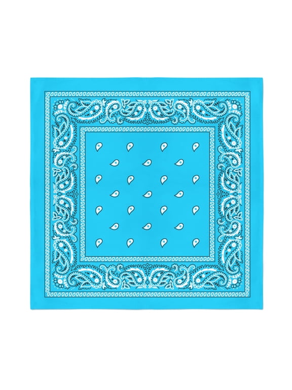 Novelty Pack of 3 Cotton Paisley Fine Bandannas Set (Turquoise)
