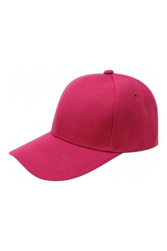 Plain Baseball Cap Hat Adjustable Back (Hot Pink)