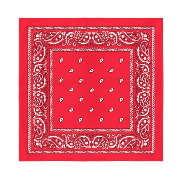Red Bandanas by Dozen 12 Pack for Women and Men (Paisley Cotton Square)