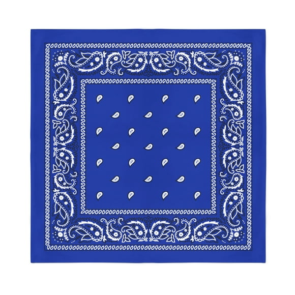 Royal Blue Bandanas by Dozen 12 Pack for Women and Men (Paisley Poly Square)