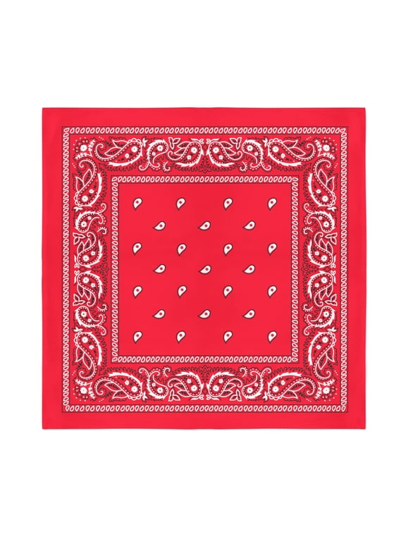 Set of 6 Paisley Cowboy Western Bandanas Multi-Purpose (Red)