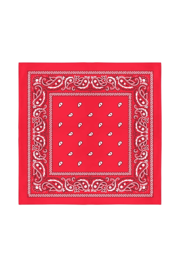 Set of 6 Paisley Cowboy Western Bandanas Multi-Purpose (Red)