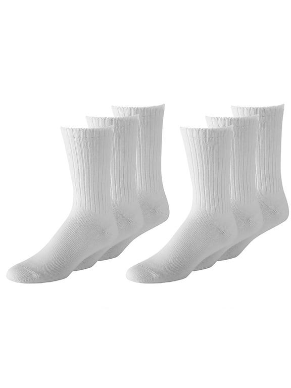 Unisex Crew Athletic Sports Cotton Socks 20 Pack (6-8, White)