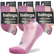Balega Unisex Adult Silver Compression Fit Performance No Show Athletic Running Socks 3 Pairs, Super Pink, Medium