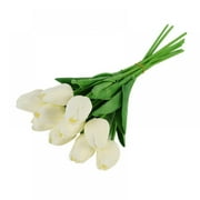 Balems 10Pcs Beige Randomly Home Decor Artificial Tulip Real Touch PU Plastic Flowers DIY Bend