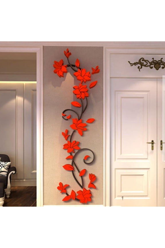 24*80CM 3D DIY Vinyl Wall Stickers Removable Art Vase Flower Tree Decal Mural Home Decor Living room Bedroom Decoration