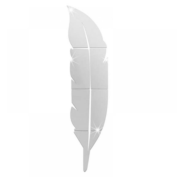 Balems 3D Mirror Wall Murals DIY Removable Art Decals Mural Acrylic Feather Shape Wall Stickers Living Room Office Decor